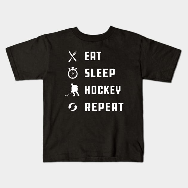 Ice Hockey - Eat Sleep Hockey Repeat Kids T-Shirt by KC Happy Shop